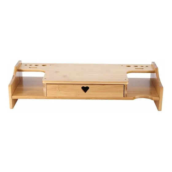 Soporte Para Monitor Computadora Estante Elevador Bambu Casa