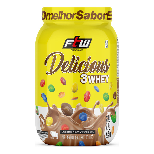 Delicious 3 Whey Proteína Hidrolisada Concentrada E Isolada Pote 900g Sabor Mini Chocolate... Delicious 3 Whey Proteína Hidrolisada Concentrada E Isolada Pote 900g Sabor Mini Chocolate...