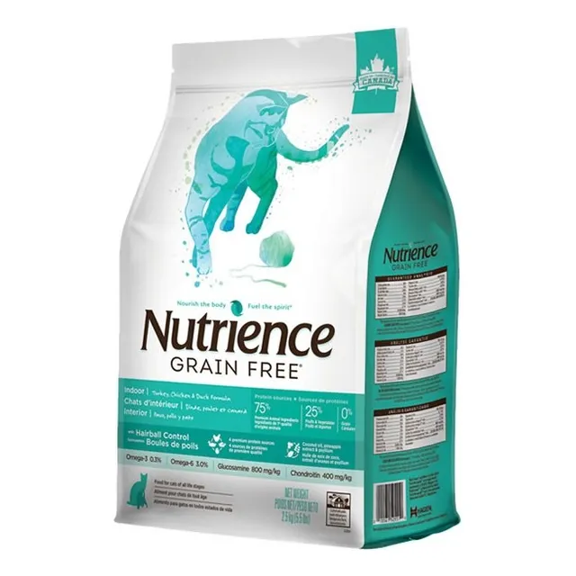 Alimento Nutrience Grain Free indoor para gato en bolsa de 5 Kg