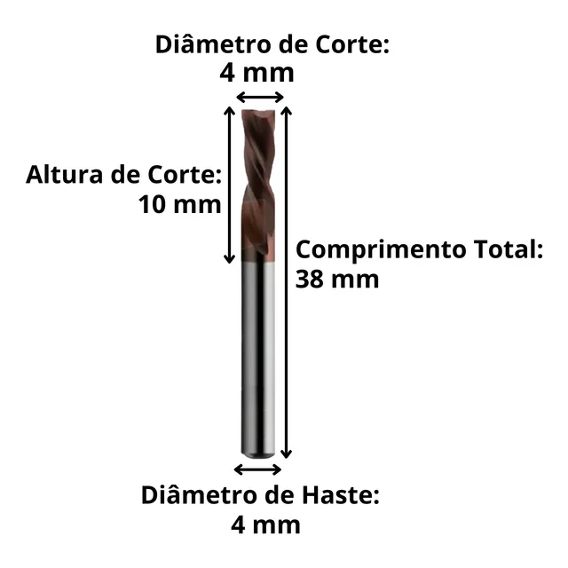 Fresa Downcut 2 Cortes 4mm Chapas De Aço Inox E Galvanizados