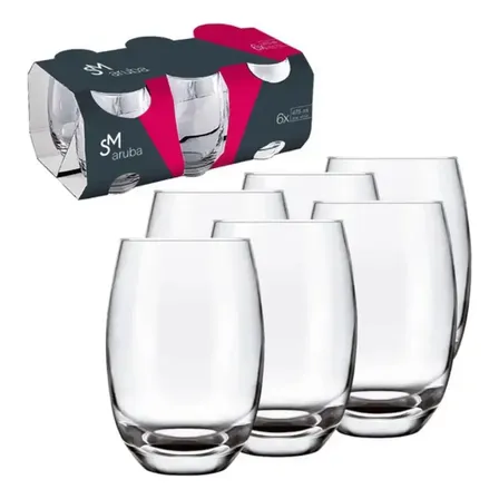 Jogo 6 Copos Aruba Transparente 465 ML Nadir