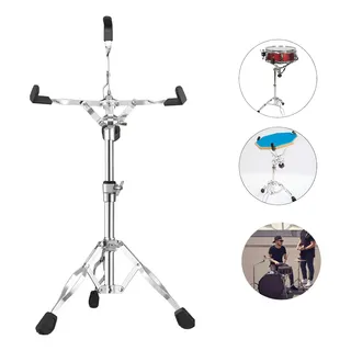 Suporte Estante Reforçada Para Caixa De Bateria 220 New Cromada Baterista Premium Marca Dc Music Cinza