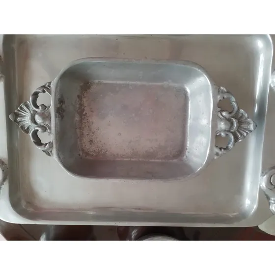 Bandeja De Pewter Mexicana Usada