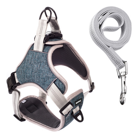 Coleira Peitoral Antipuxão Comfort Azul Com Guia De Passeio Coleira Peitoral Antipuxão Comfort Azul Com Guia De Passeio