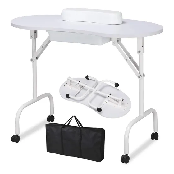 Mesa De Manicure Portatil Blanco Plegable Manicure Reposador