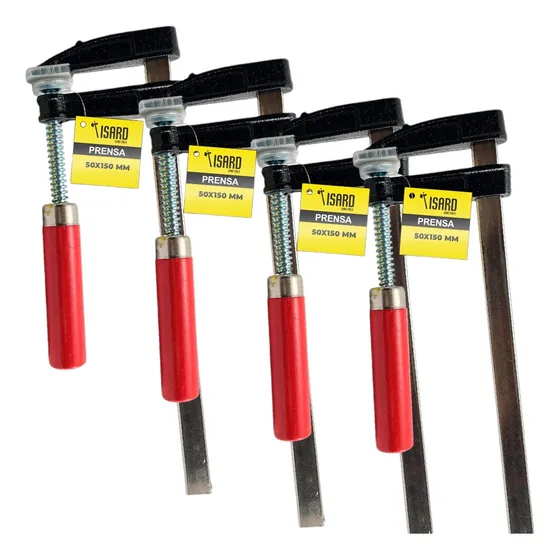 X4 Prensa Sargento Carpintero 50x150 Isard Con Protectores