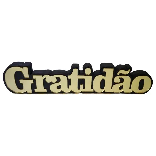 Letreiro 3d Gratidão - Acrílico Espelhado Dourado 30cm