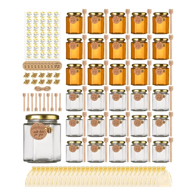 Mini Tarros Miel Frasco Vidrio Con Tapa 180ml 30 Pz Recuerdo
