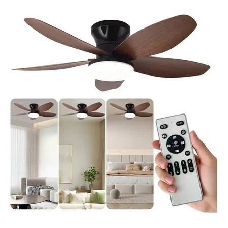 Ventilador Teto Silencioso Com Luz Led E Controle Remoto 1 M 50/60hz Castanho Escuro 127/220v Plástico 5