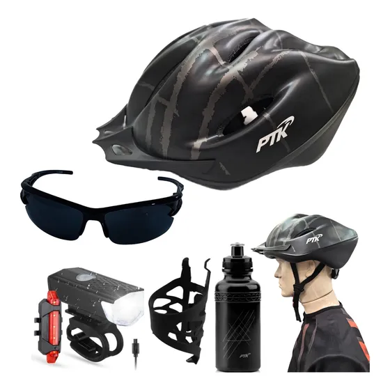 Capacete Ciclismo Bike Proteçao Kit Lanterna Led