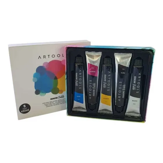 Tinta Guache Palette Estojo 5 Cores Tubo 22ml Artools