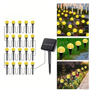 Luz De Burbuja Solar Con Enchufe A Tierra - 20 Luces Cálidas Luz De Burbuja Solar Con Enchufe A Tierra - 20 Luces Cálidas