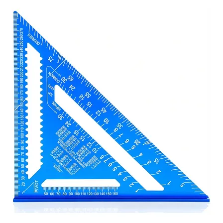 Esquadro Alumínio Triangular 12 Pol Carpintaria Marcenaria Azul