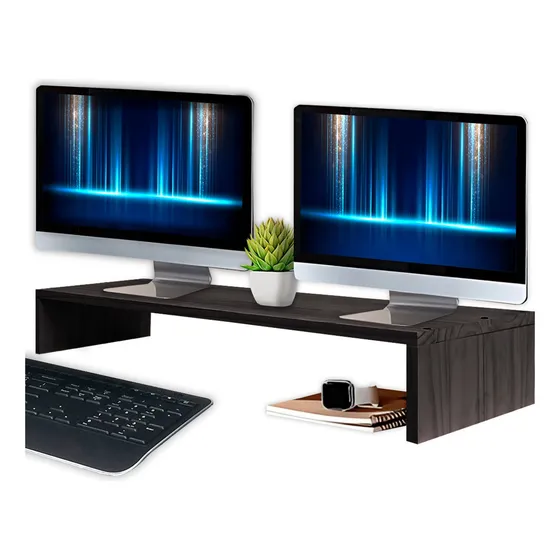 Soporte Eleva Monitor Pc Elevador 100x28 Base Escritorio Color Negro