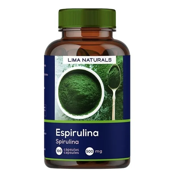 01 Frasco Espirulina Lima Naturals 100 Capsulas