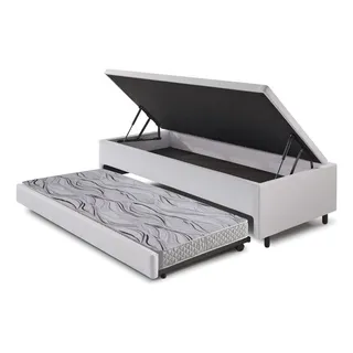 Bicama Box Com Cama BaĂș Solteiro 88x188 Cm Com ColchĂŁo Auxiliar Ecoflex De Espuma - Base 3 Em 1 - Revestido Em Courino Linho Branco - B&g Camas Bicama Box Com Cama BaĂș Solteiro 88x188 Cm Com ColchĂŁo Auxiliar Ecoflex De Espuma - Base 3 Em 1 - Revestido Em Courino Linho Branco - B&g Camas
