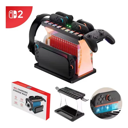 Case Nintendo Switch 2 Carregamento Armazenamento Jogo Slot Preto