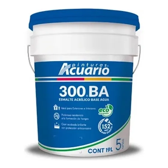 Acuario  Esmalte Acrilico Base Agua Blanco Ba 300 19 Litros Blanco Brillante