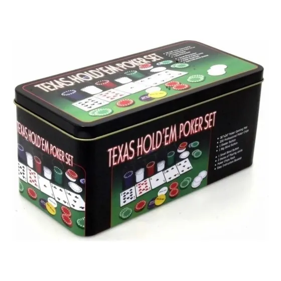 Poker Fichero 200 Fichas Set Juego Black Jack Cartas Y Paño