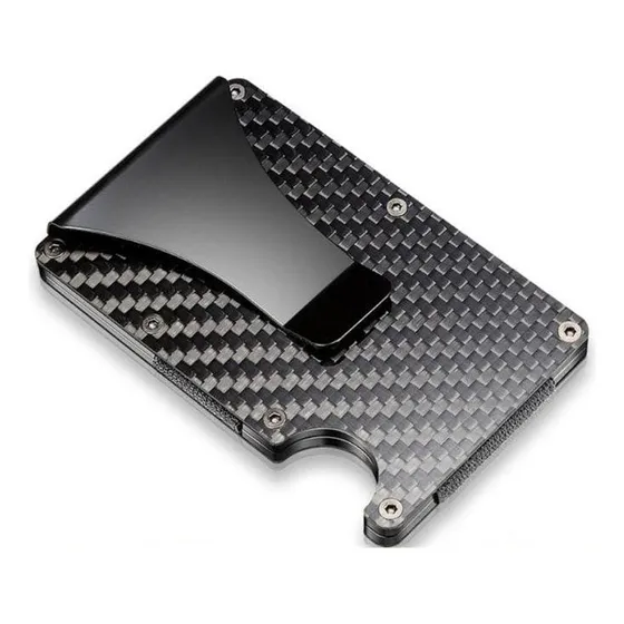 Billetera Minimalista Rfid A-c Tarjetero De Fibra De Carbono