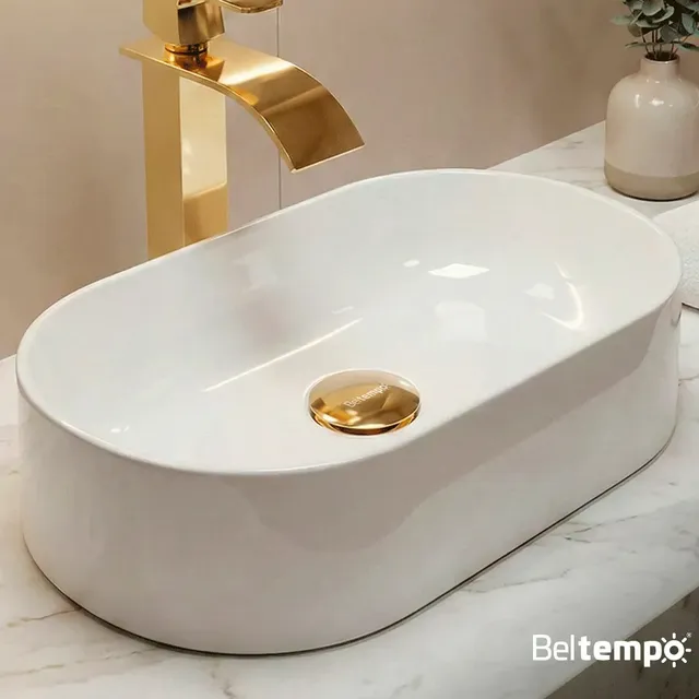 Cuba Branca Para Banheiro Lavabo Pia Apoio Sobrepor Oval 43x25 Íris - Beltempo