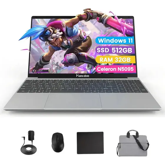 Laptop Bidain Intel Celeron N5095 32gb Ram 512gb Ssd Gamer 15,6' 1920x1080px Notebook Gran Capacidad De Memoria Computadora Equipado Con Un Teclado Carácter Ñ Desbloqueo Por Huella Digital