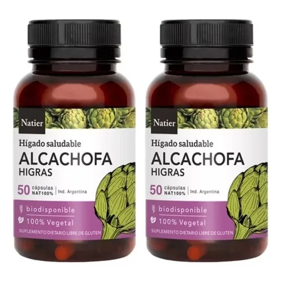 Pack X 2 Cápsulas De Alcachofa Natier 100 Unidades Saludable
