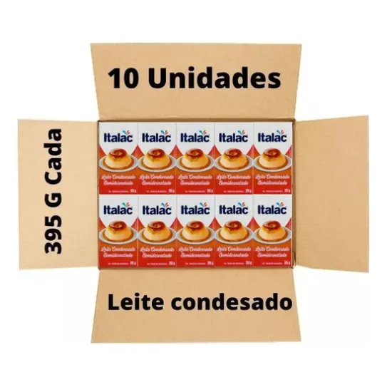 Kit 10 Caixa Leite Condensado Italac Pudim Doces Bolos 395g