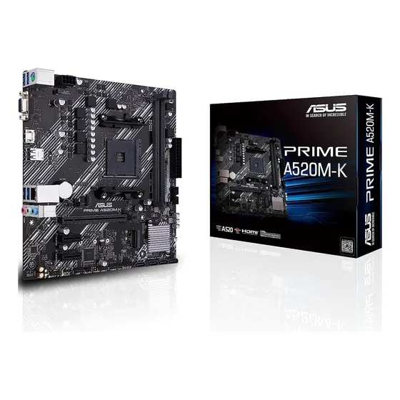 Tarjeta Madre Asus Prime A520m-k Am4 2x Ddr4 1x M.2 Pcie 3.0 Micro Atx Negro