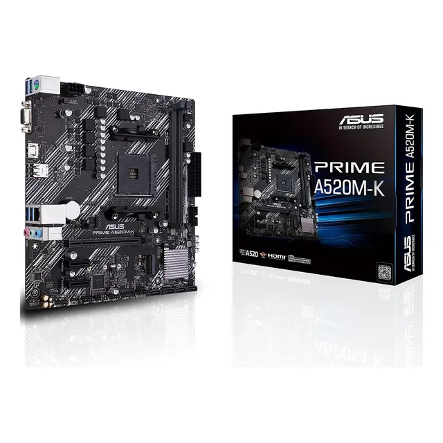 Tarjeta Madre Asus Prime A520m-K AM4 2x DDR4 1x M.2 PCIe 3.0 Micro ATX Negro