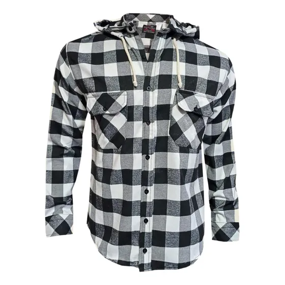 Camisa En Estilo Leñador Para Hombre Con Capota Removible 