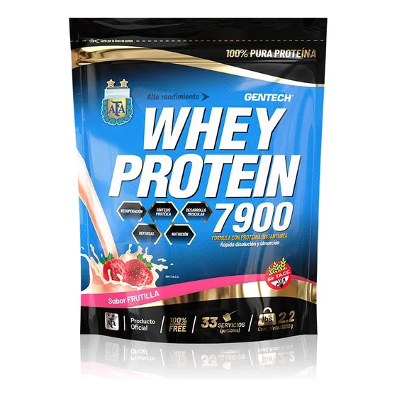 Whey Protein 7900 Afa 1 Kg Gentech Proteína Frutilla