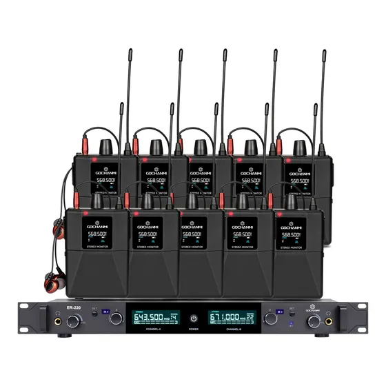 Gochanmi Er220y Sistema Monitor 2canales Estereo 10 Receptores