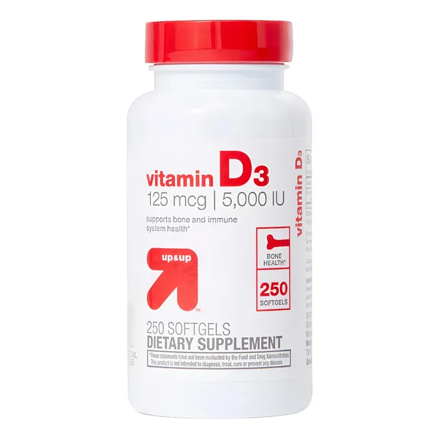 Up & Up Vitamina D3 125 Mcg 5000 Iu Con 250 Softgels Sabor Sin Sabor