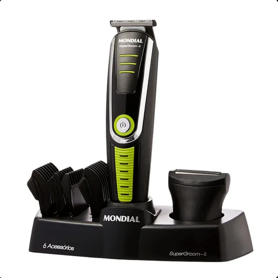 Aparador De Pelos Supergroom 6 Mondial Preto 6w Bivolt Bg-04