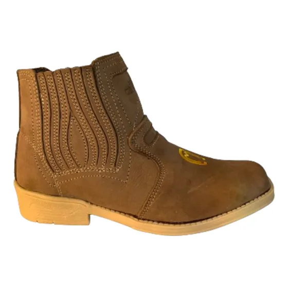 Bota Botina Mangalarga Bordado Couro Solado Látex Country 
