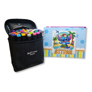 Kit Livrinho De Pintar Desenhos Stitch+ 36 Canetinhas Ponta Dupla Coloridas Desenhos Diversos Passa Tempo Anti-stress - Presente Perfeito! Canetas Marcadoras Kit Livrinho De Pintar Desenhos Stitch+ 36 Canetinhas Ponta Dupla Coloridas Desenhos Diversos Passa Tempo Anti-stress - Presente Perfeito! Canetas Marcadoras