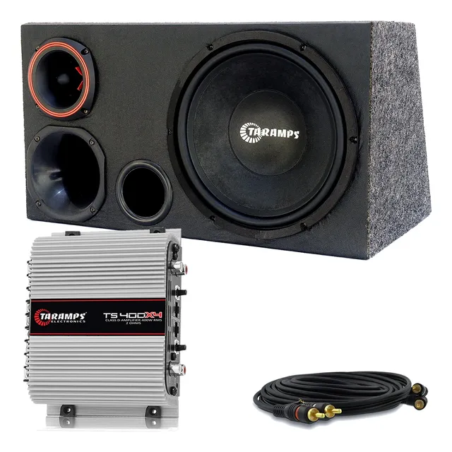 Caixa Trio Som Sub Taramps 12 Pol 300wrms + Modulo Taramps