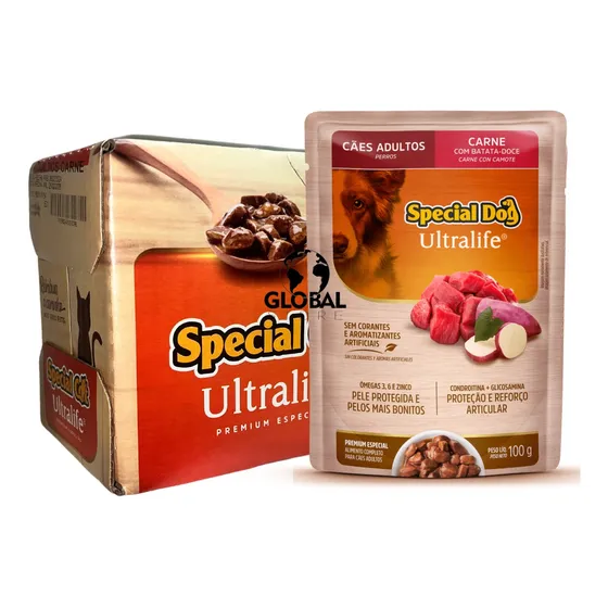Special Dog Carne Ao Molho Ração Úmida Sachê 100g Caixa     