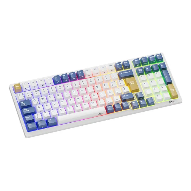 Teclado Mecánico Inalámbrico Español Rk Royal Kludge Rk98 Klein Blue Español Latinoamérica