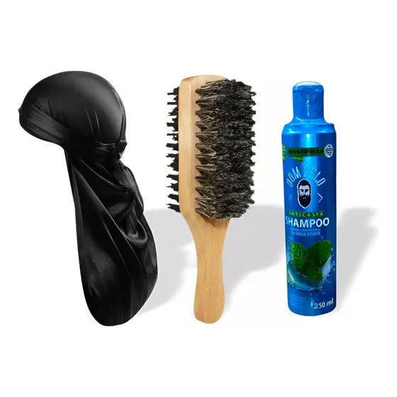 Kit Waves Durag Escova Javali E Shampoo, Bandanas Dureg 