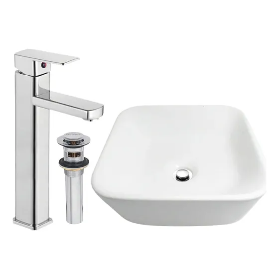 Kit Ovalin Moderno Con Llave Cromo Y Accesorios Blanco Brillante