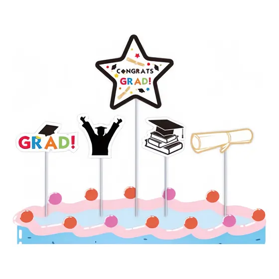 Set 12 Paquetes De Topper Graduación (60 Pzs) Pastel Fiesta