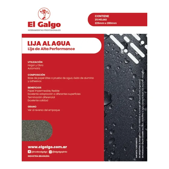 Lija Al Agua El Galgo Pack De 25 Unidades 150 Grano
