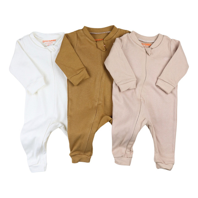 Kit 3 Macacão De Bebê Minimalista Com Ziper - Baby Greg Kit 3 Macacão De Bebê Minimalista Com Ziper - Baby Greg