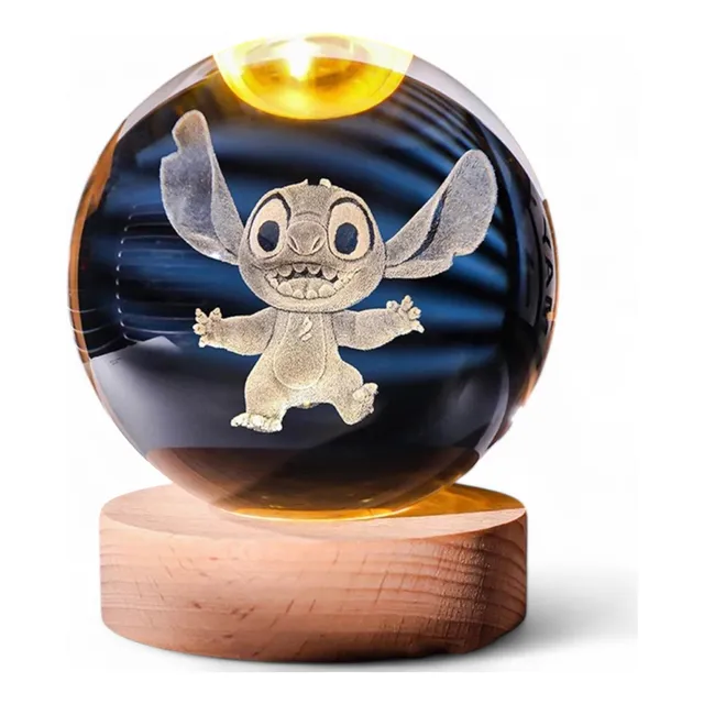 Esfera Cristal Luz 3d Lamparas Noche Bola Crista Led Stitch