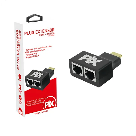 Extensor Hdmi Via Utp Cat5 Ou Cat6 20 Mts 075-0897 Pix