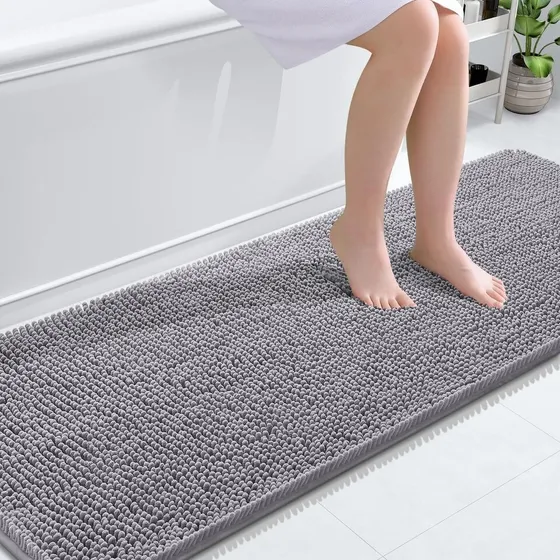 Alfombra De Baño En Chenilla Absorbente Y Antideslizante