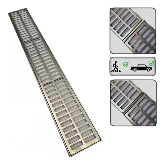 Ralo Linear 15x100 Grelha + Suporte ( 2 Peças 15x50cm )