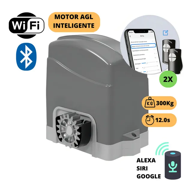 MOTOR PARA PUERTA CORREDIZA TECLAM by AGL DZ IZZY 300 120V 50Hz/60Hz color gris/negro WIFI + BLUETOOTH INCLUIDO Y CREMALLERAS METALICAS